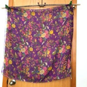 3/$15 Zazou Oversized Wide Purple Pink Gold Floral Nylon Scarf